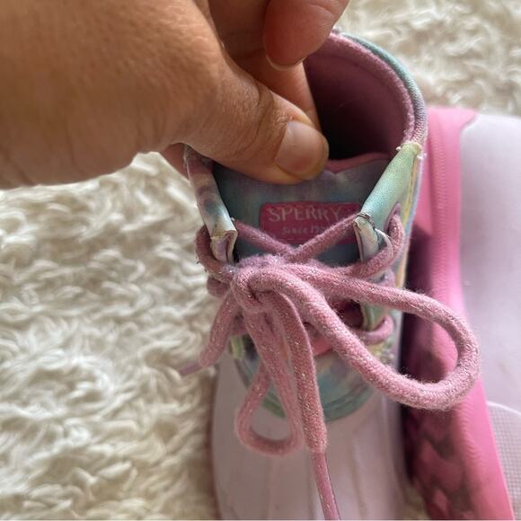Sperry Toddler Girls Rainbow Tie Dye Saltwater Duck Boots Size 8 - Picture 8 of 11